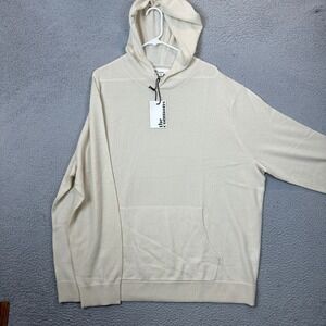NEW The Commons Hoodie Men 2XL Beige Cream Merino Wool Knit Pullover Sweater
